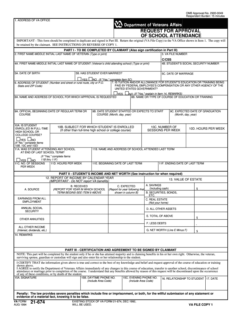  Va Form 21 674 Fillable 2018