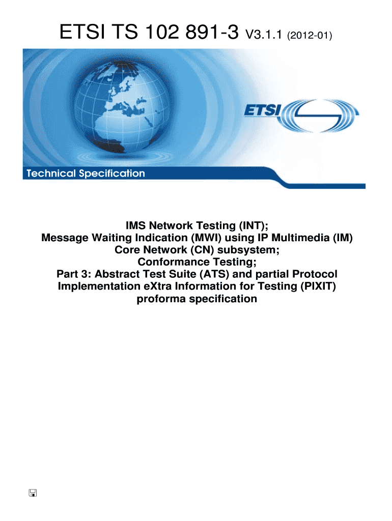 TS 102 891 3 V3 1 1 IMS Network Testing INT Message ETSI Etsi  Form
