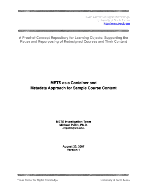 METS as a Container and Metadata Approach for Sample Course Thecblor Unt  Form