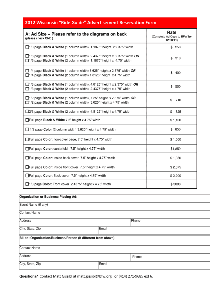 Advertising Opportunities Bfw  Form