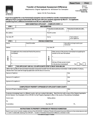 Transfer of Homestead Assessment Difference Reset Form Print Pcpao