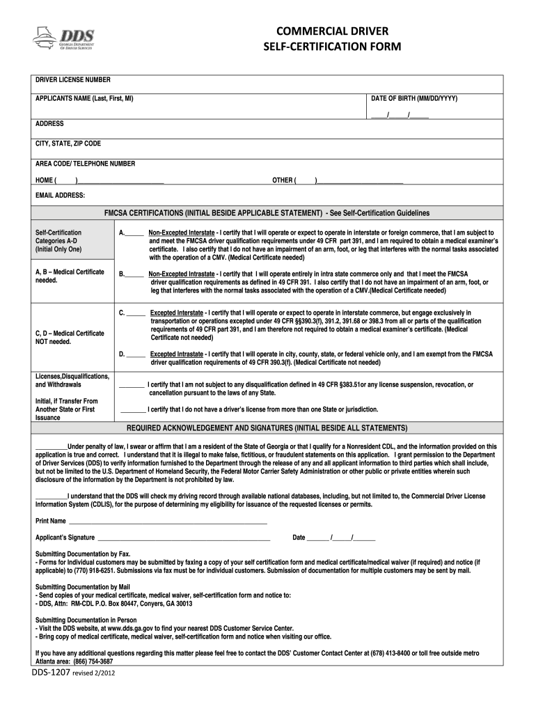  Self Certification Form Ga 2012-2023