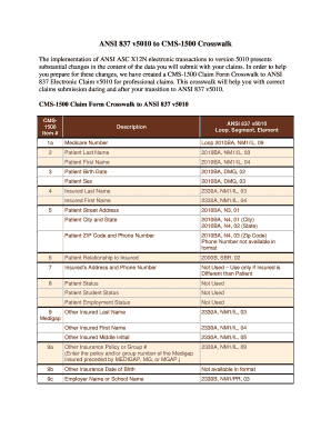 Crosswalking 1500 to 837 Form