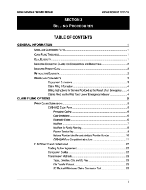 TABLE of CONTENTS SC DHHS Scdhhs  Form