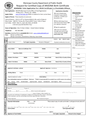  Arizona Birth Certificate Application PDF 2011