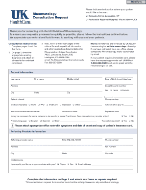 Rheumatology Consultation Request Form