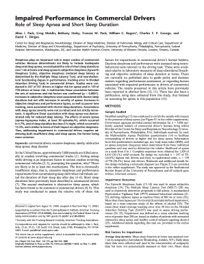 Impaired Performance in Commercial Drivers Med Upenn