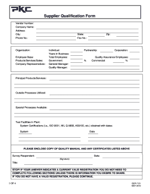 Supplier Qualification Form