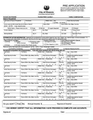 Phoenix Housing Authority Application  Form