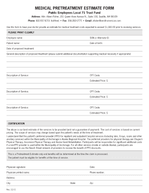 Medical Estimate Template  Form