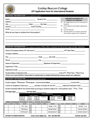 Goldey Beacom College Cpt  Form