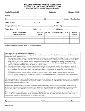 Macomb Rec Center Membership  Form