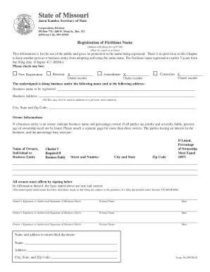 Corp 56 Registration of Fictitious Name Sos Mo  Form