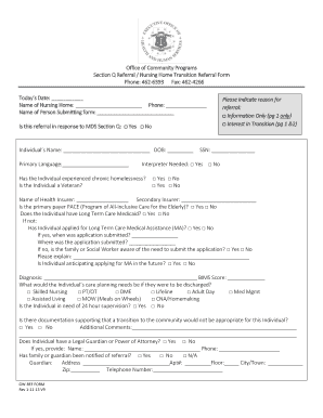 Rhode Island Dhs Transition Nursing Home Form