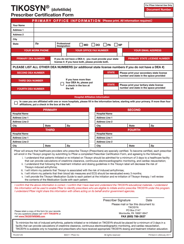  Certification Form 2011