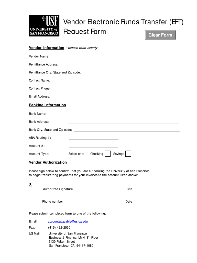 Eft Request Form Template