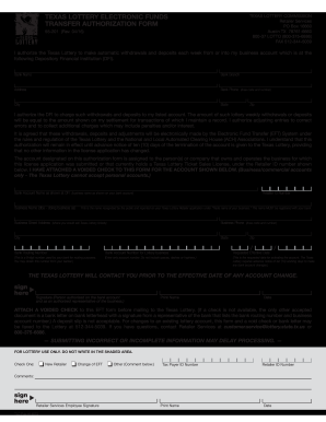  Texas Lottery Eft Form 2008