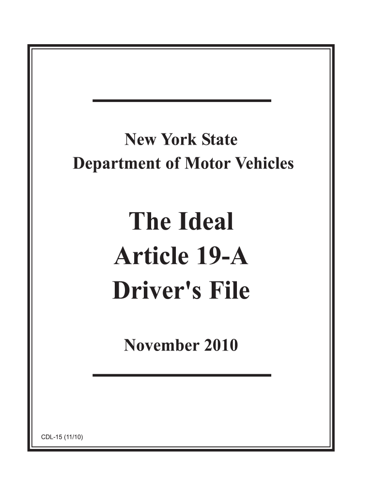  Nysdmv the Ideal Article 19 a Drivers File Form 2019-2024