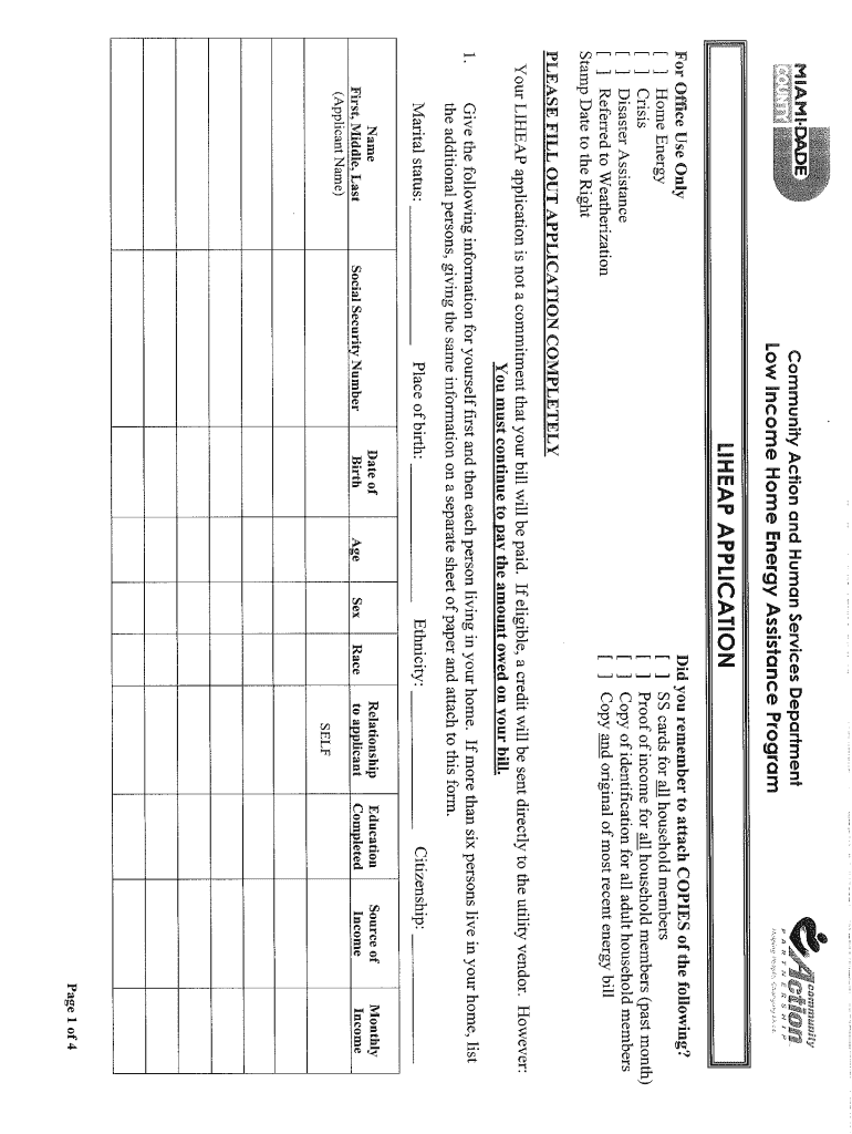 Liheap Application  Form