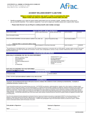  Aflac Claim Forms Wellness 2012-2024