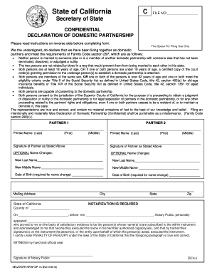 Domestic Partnership California  Form