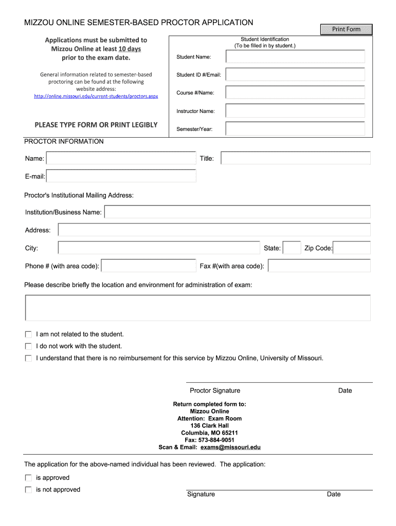 Proctor Application  Form