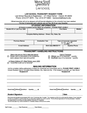 School Transcript Request Form