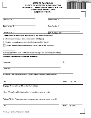 Compromise and Release Workers Comp California Writable Form