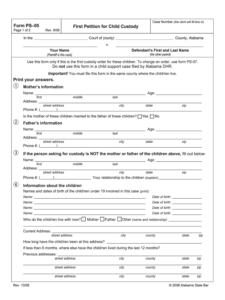 Alabama Child Custody Modification Forms