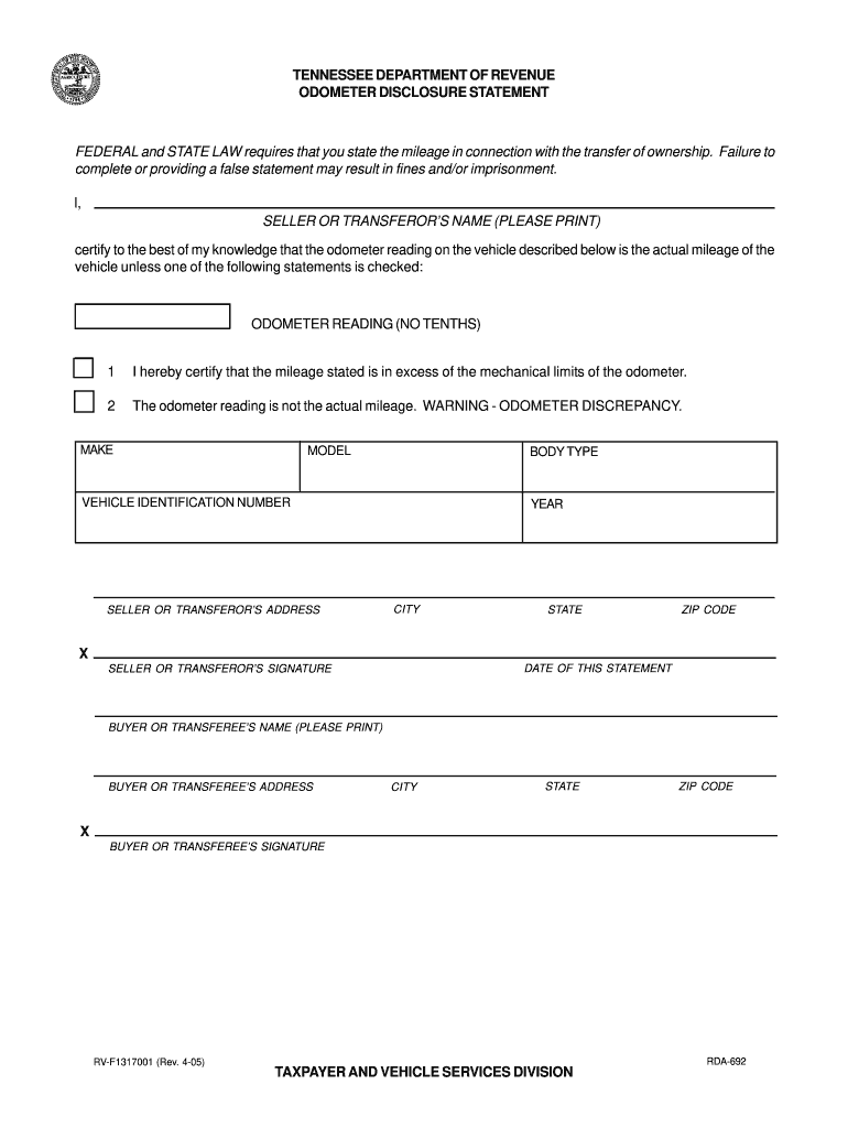 Get and Sign Rv F1317001  Form 2005