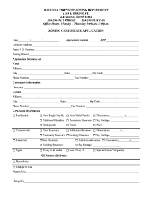 Zone Certificate Application Format