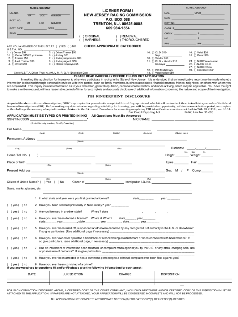  Nj Racing Commission License Renewal Online 2013-2024