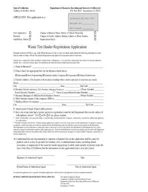 Calrecycle Waste Tire Hauler Renewal Form
