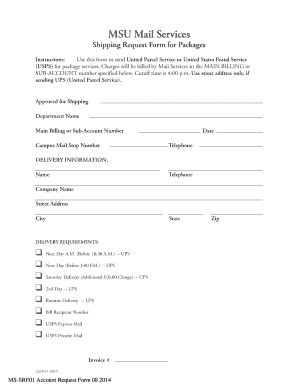 Shipping Request Form Template