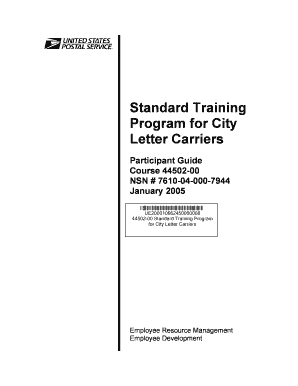 Standard Training Program for City Letter Carriers Form