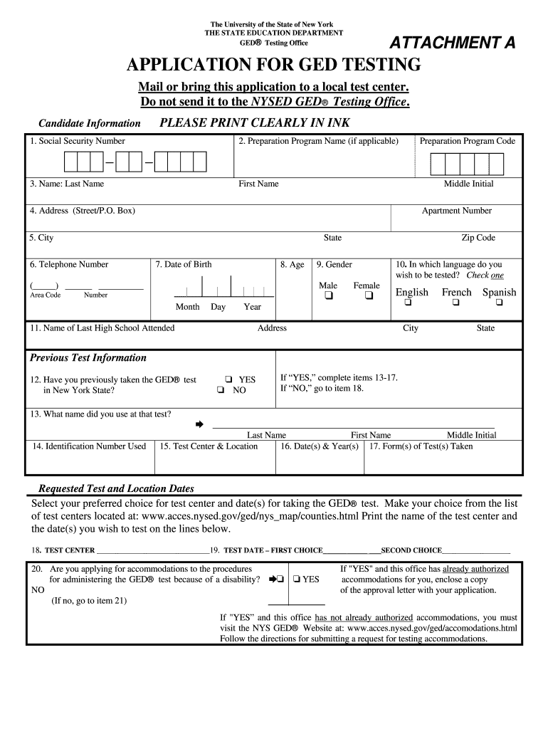 Ged Application  Form
