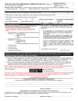 Alabama Absentee Ballot Printable Form