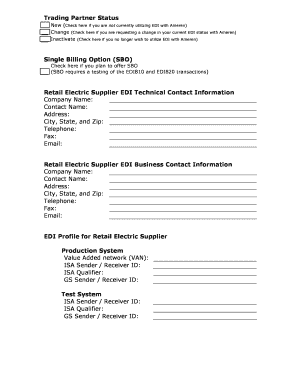 Edi Trading Partner Setup  Form