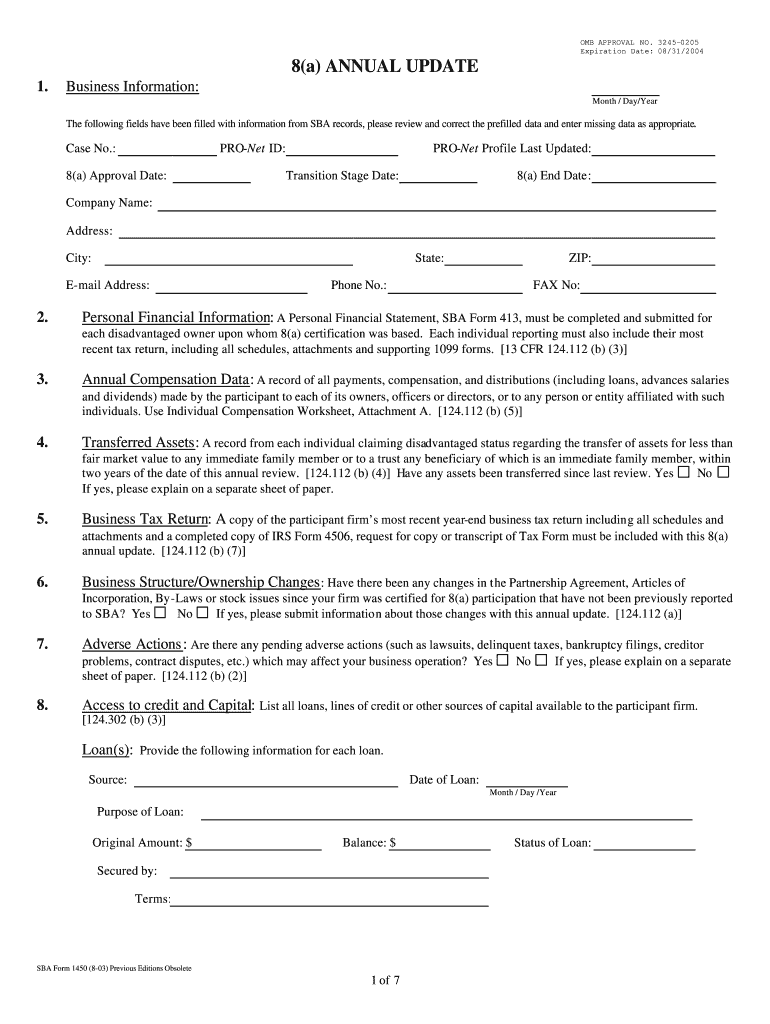 Sba Form 1450