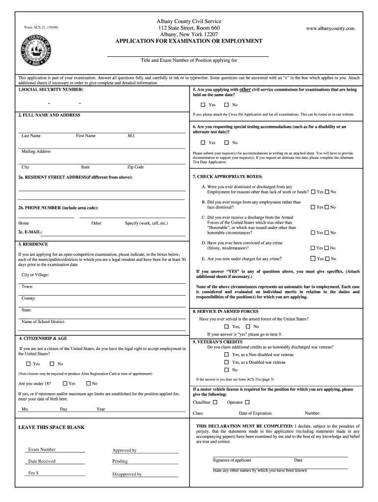 Get and Sign Albany County Form Acs 21 2008