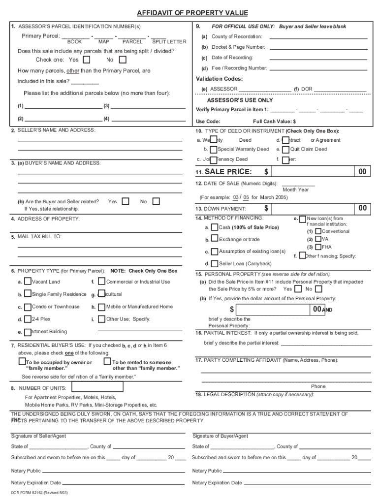 Az Affidavit of Property Value  Form