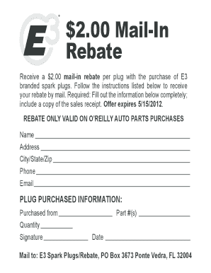 E3 Spark Plug Rebate  Form