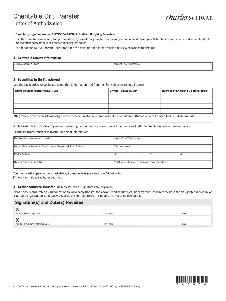 Schwab Gift Stock Form