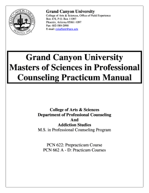 Gcu Professional Counseling Practicum Manual  Form