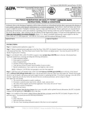  Nez Perce Tribe Burn Permit 2011