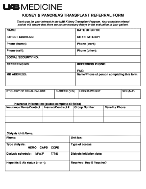 Uab Kidney Transplant Referral Form