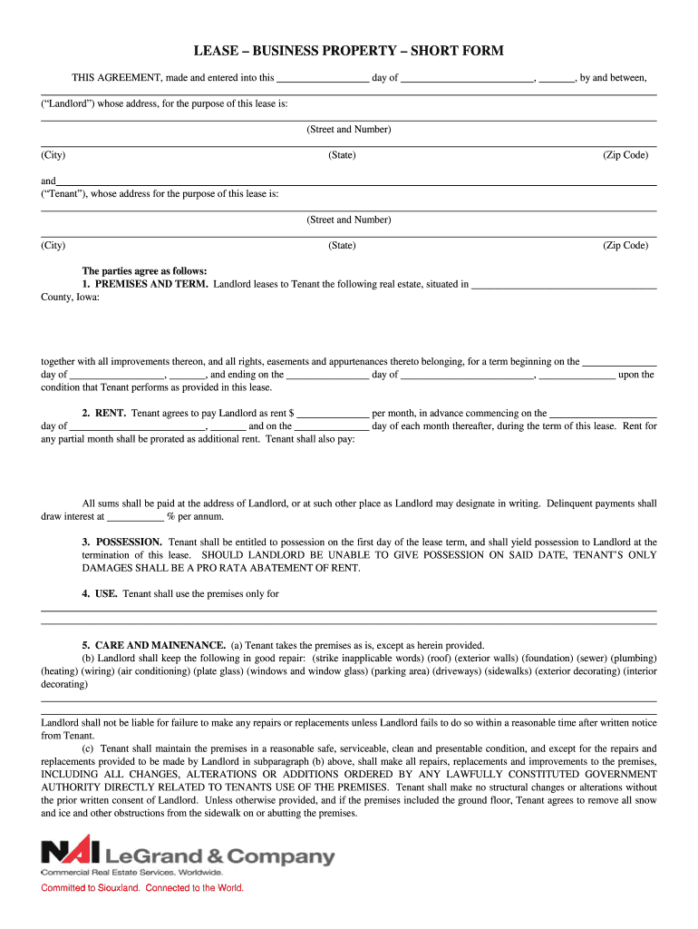 Lease Business Short Form