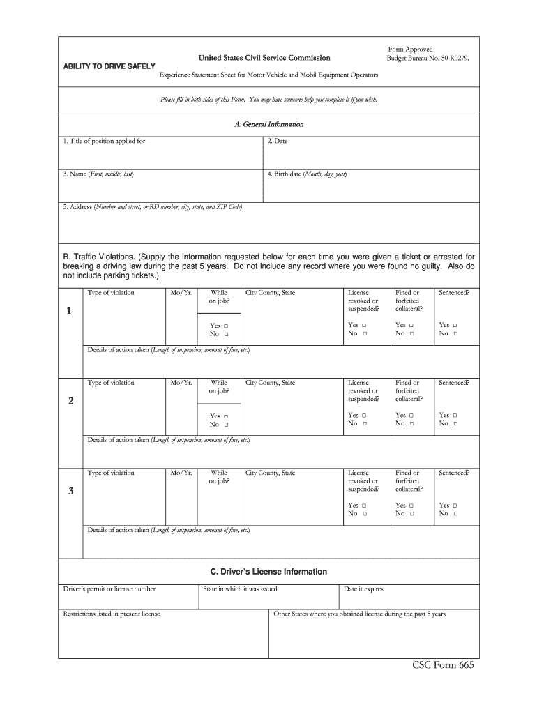 Csc Form 665