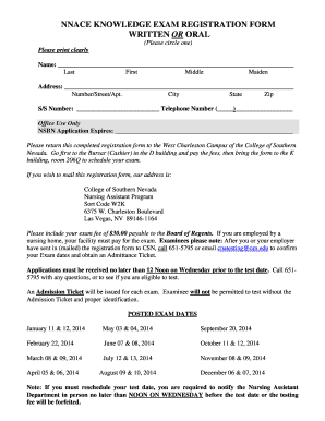 Nnace Knowledge Exam Form