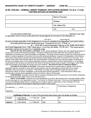 Arrest Warrant Template  Form